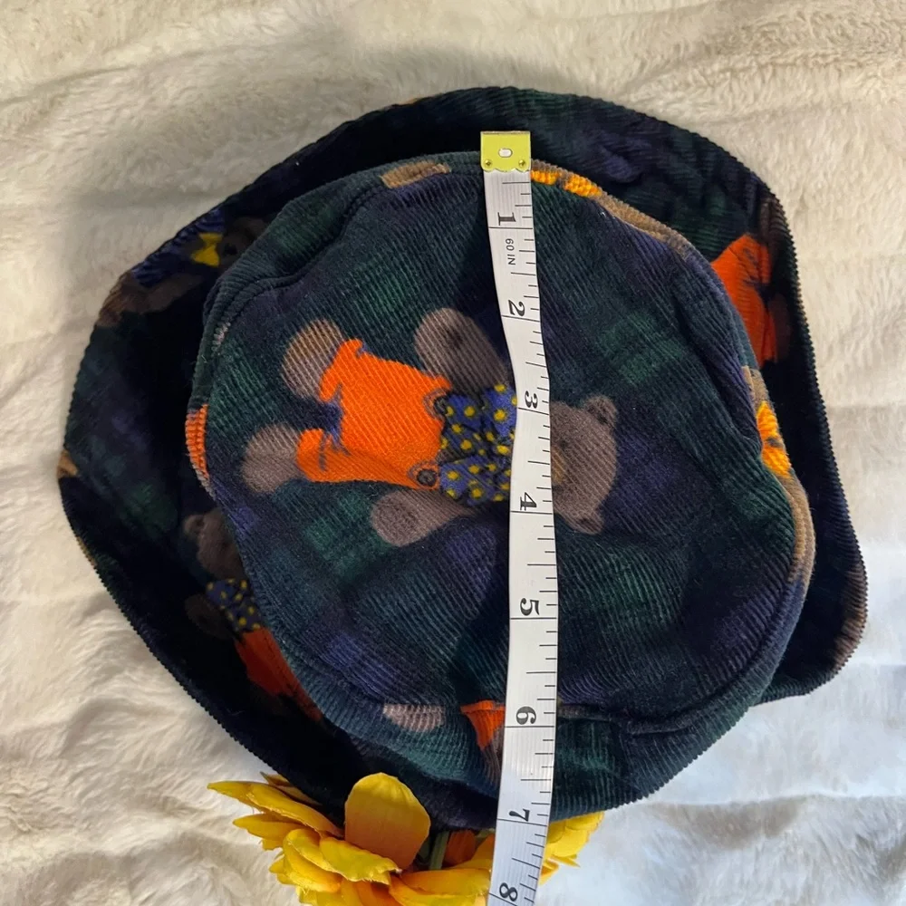 90s Coded Babydoll Toddler Teddy Bear Green Blue Flower Hat Retro Fashion Fall